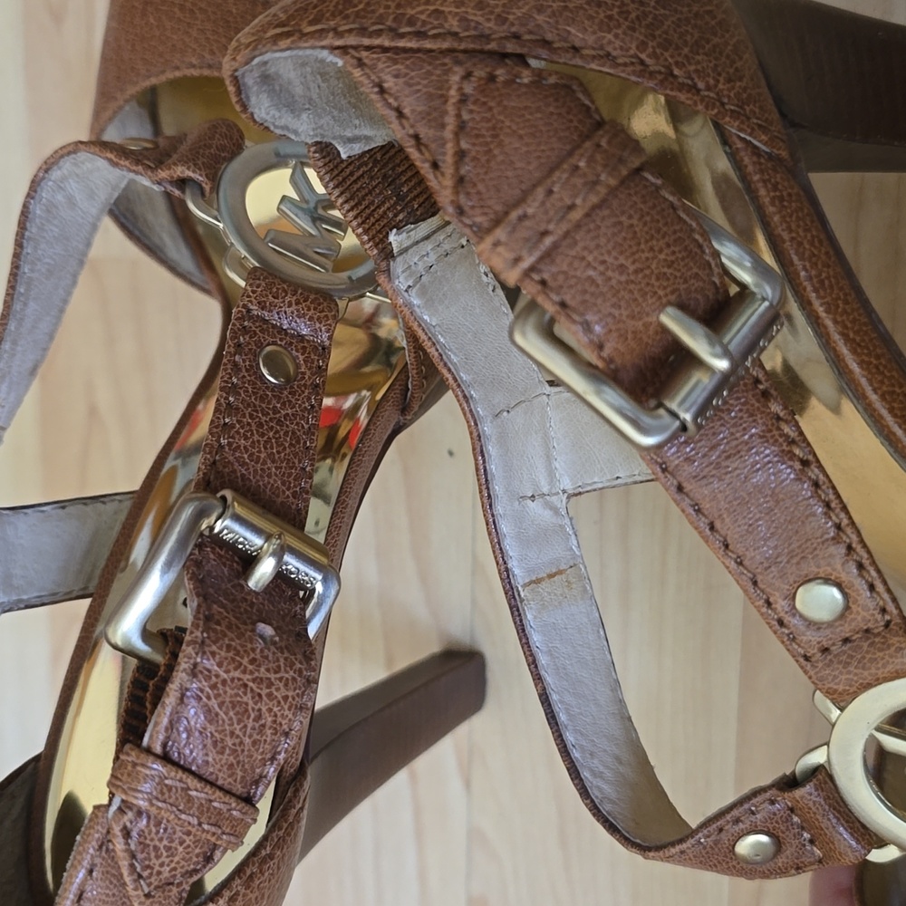 Michael Micheal Kors Elegant Brown Platform High Heel Sandals Size 6 - Picture 10 of 14
